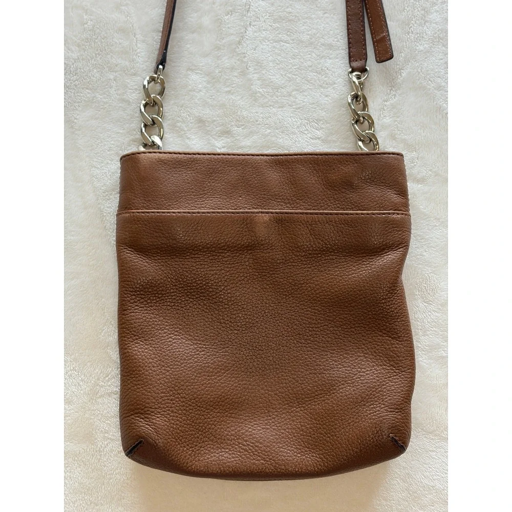 Michael Kors Brown Hamilton Pebbled Leather Crossbody Bag Womens Small Excellent